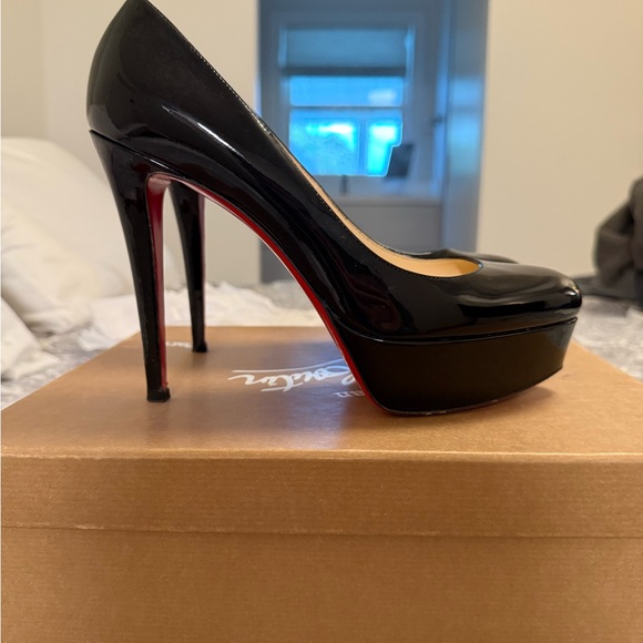 Christian Louboutin Patent Leather Black Platform Heels - Picture 4 of 5